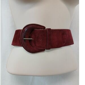 VTG 90s Talbots Burgundy Genuine Suede Wide Waist Belt Made in USA Vintage Med